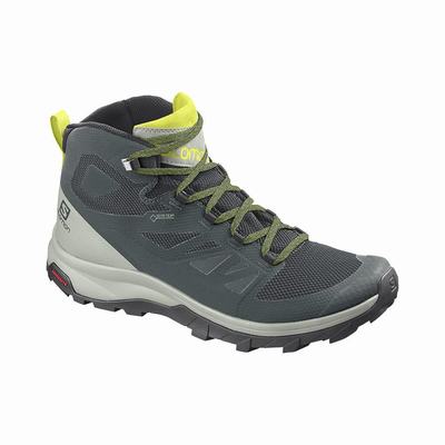 Férfi Salomon OUTLINE MID GORE-TEX Túrabakancs SA6305871 Zöld/Szürke